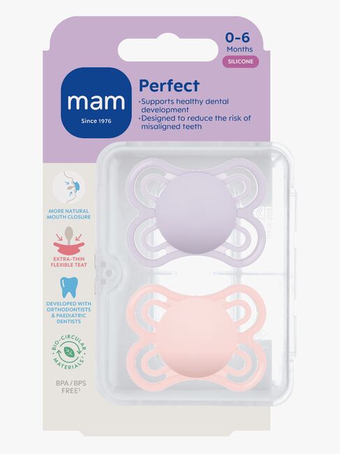 MAM Perfect Napp Silikon 2-Pack 0-6m, Rosa