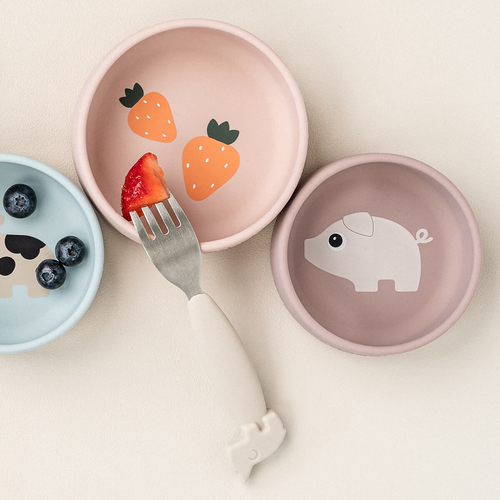 Done By Deer Pigee Silikon Skål 2-Pack, Powder