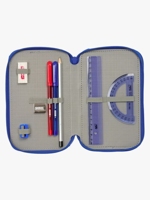 Sonic  Fyllt Trippelpennfodral 37 Delar, Blå