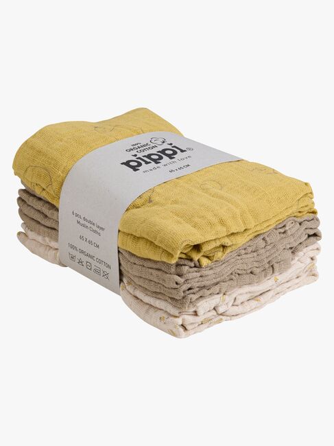 Pippi Muslinfiltar 6-Pack, Rattan