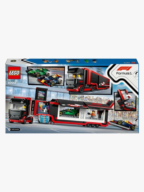 LEGO City 60445 F1 lastbil med RB20 & AMR24 F1 bilar