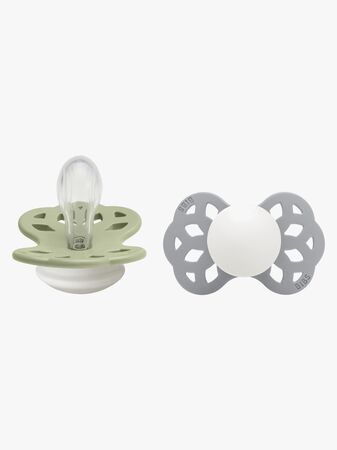 BIBS Infinity Nappar 2-Pack Silikon Stl 1 Symmetrisk, Sage GLOW/Cloud GLOW