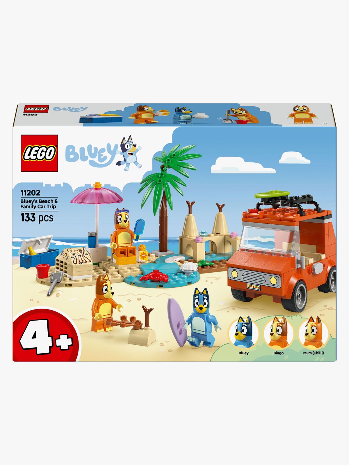 LEGO Bluey 11202 Blueys familjetur till stranden