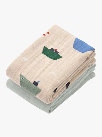 LIEWOOD Lewis Muslinfilt 2-Pack, Sailing/Dove blue mix