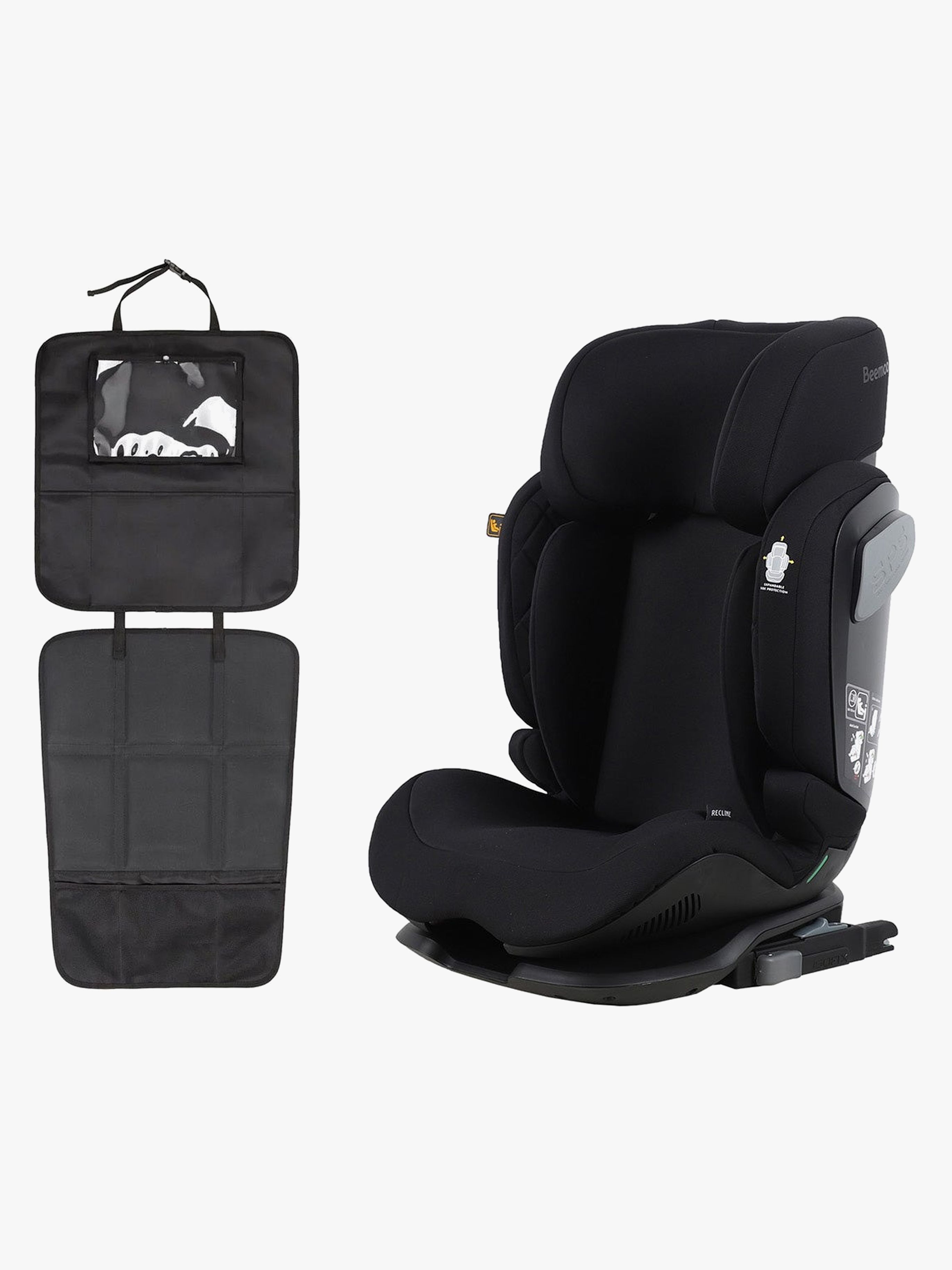 Beemoo Recline i-Size Bältesstol inkl. 3-in-1 Sparkskydd, Black Stone