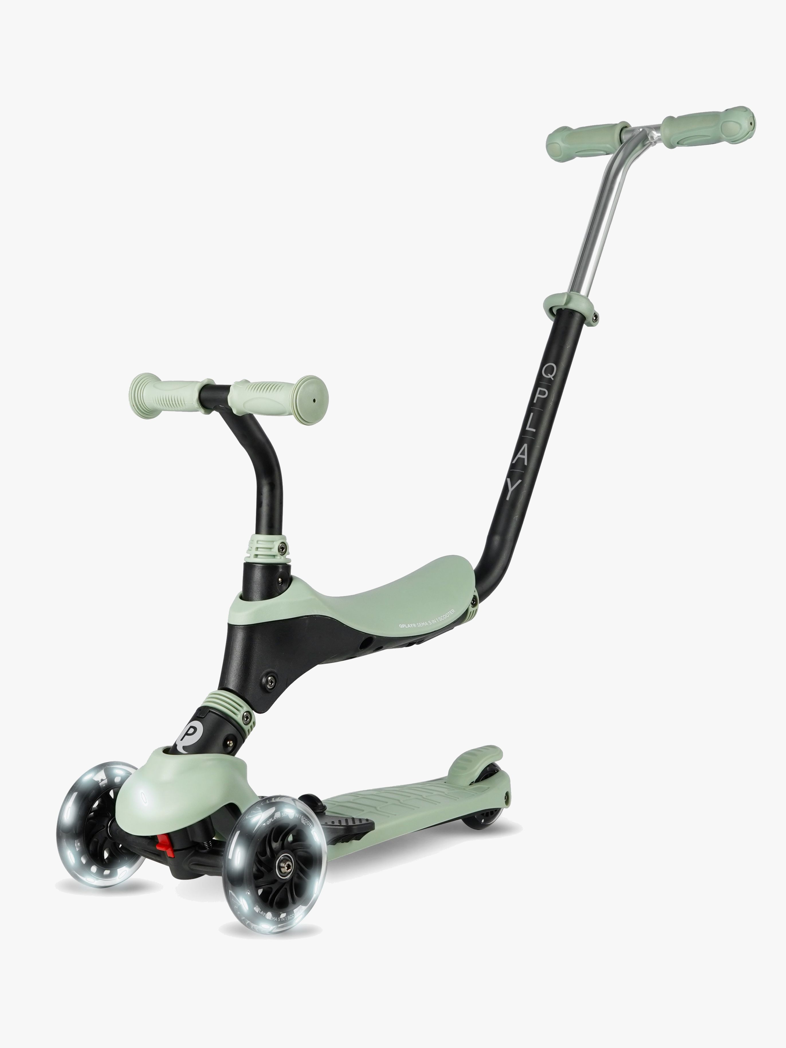QPlay Sema Pro 5-in-1 3-hjulig Sparkcykel, Grön