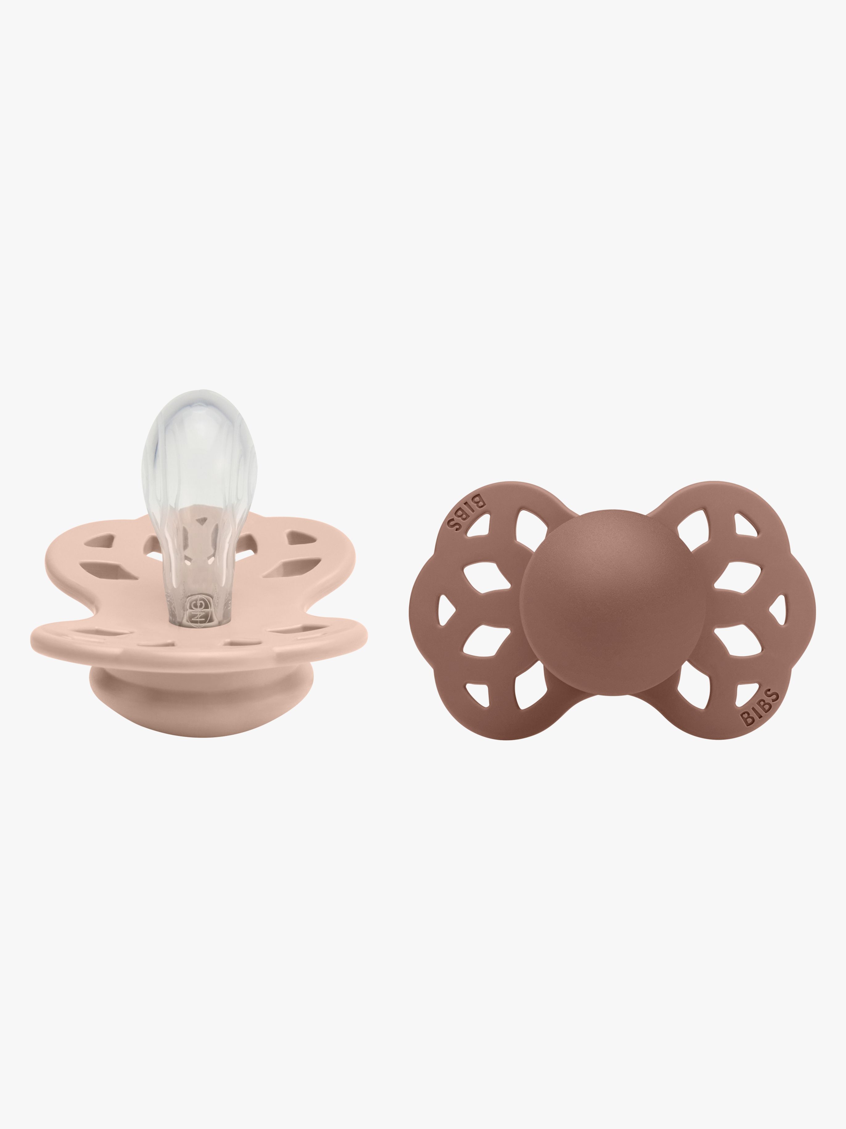 BIBS Infinity Napp 2-pack Silikon Stl 1 Symmetrisk, Blush/Woodchuck