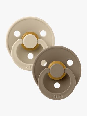 BIBS Colour Napp 2-pack Latex Stl 3 Rund, Vanilla/Dark Oak