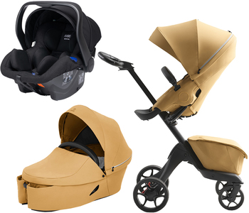Stokke Xplory X Duovagn inkl. Axkid Modukid Babyskydd, Golden Yellow