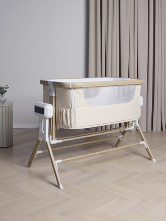Beemoo CARE AutoMotion Bedside Crib, Beige/Trä
