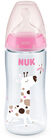 NUK First Choice+ Nappflaska 300 ml, Vit/Rosa