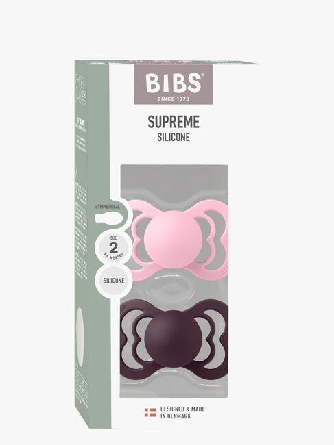 BIBS Supreme Napp 2-Pack Silikon Stl 2 Symmetrisk, Baby Pink/Plum