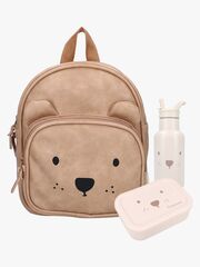 Kidzroom Beary Excited Ryggsäck 5L, Flaska & Lunchbox, Sand