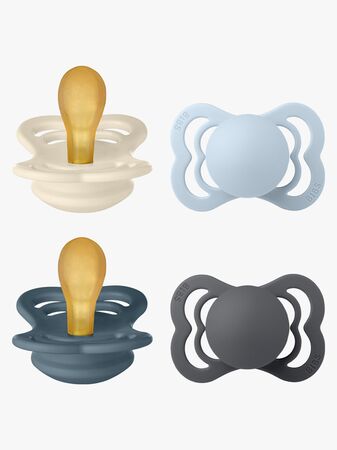 BIBS Supreme Napp 4-Pack Latex Stl 1, Ivory/Baby Blue/Petrol/Iron