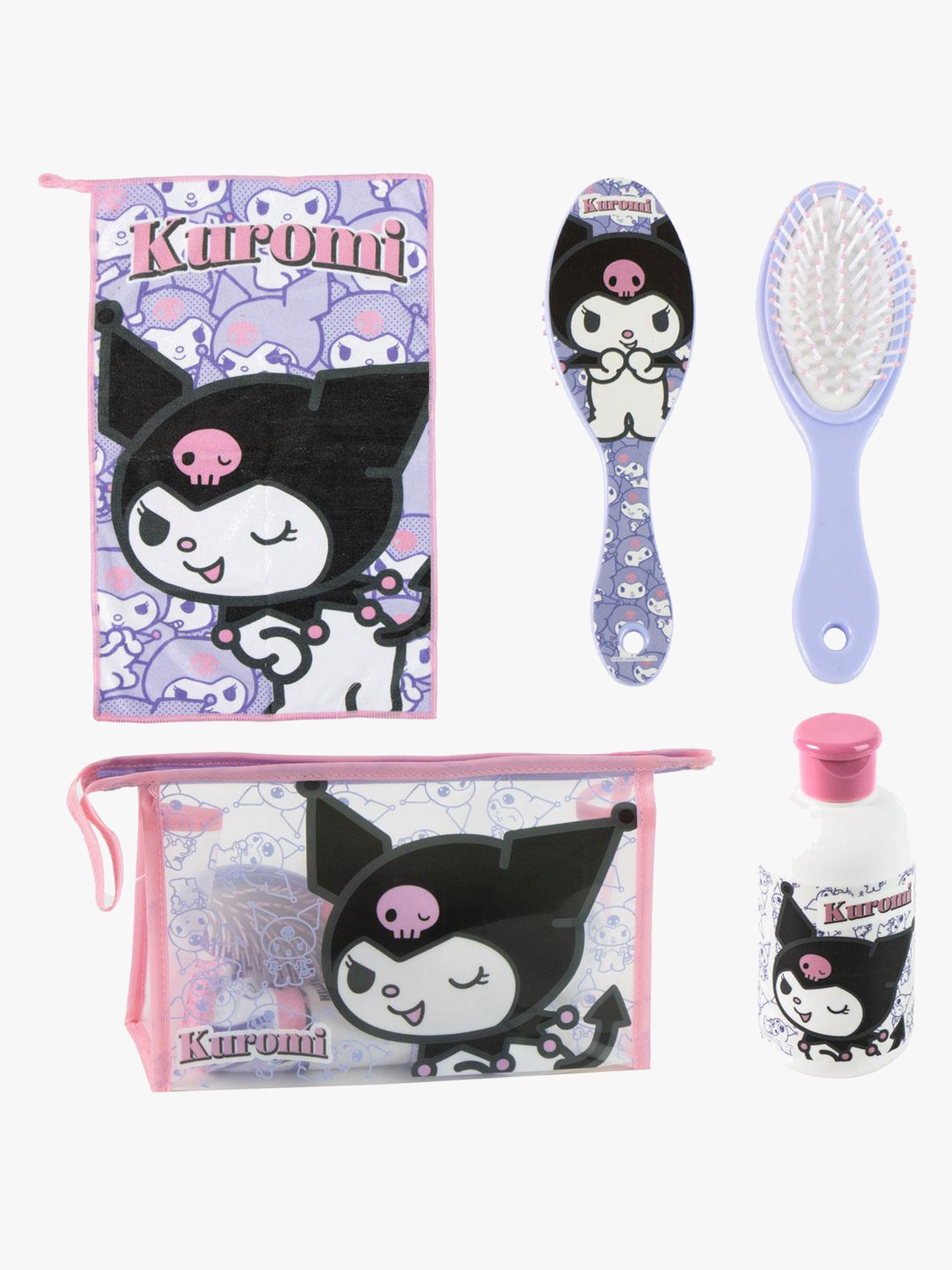 Hello Kitty Kuromi Necessär med Handduk Hårborste & Flaska