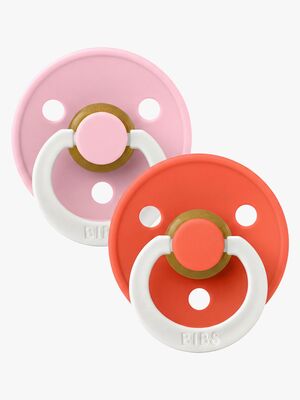 BIBS Colour Sut 2-pak Latex Str. 1, Baby Pink/Tango GLOW