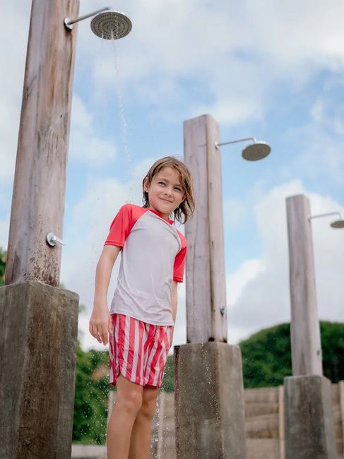 Swim Essentials Badshorts, Lobster Stripe Beige/Red
