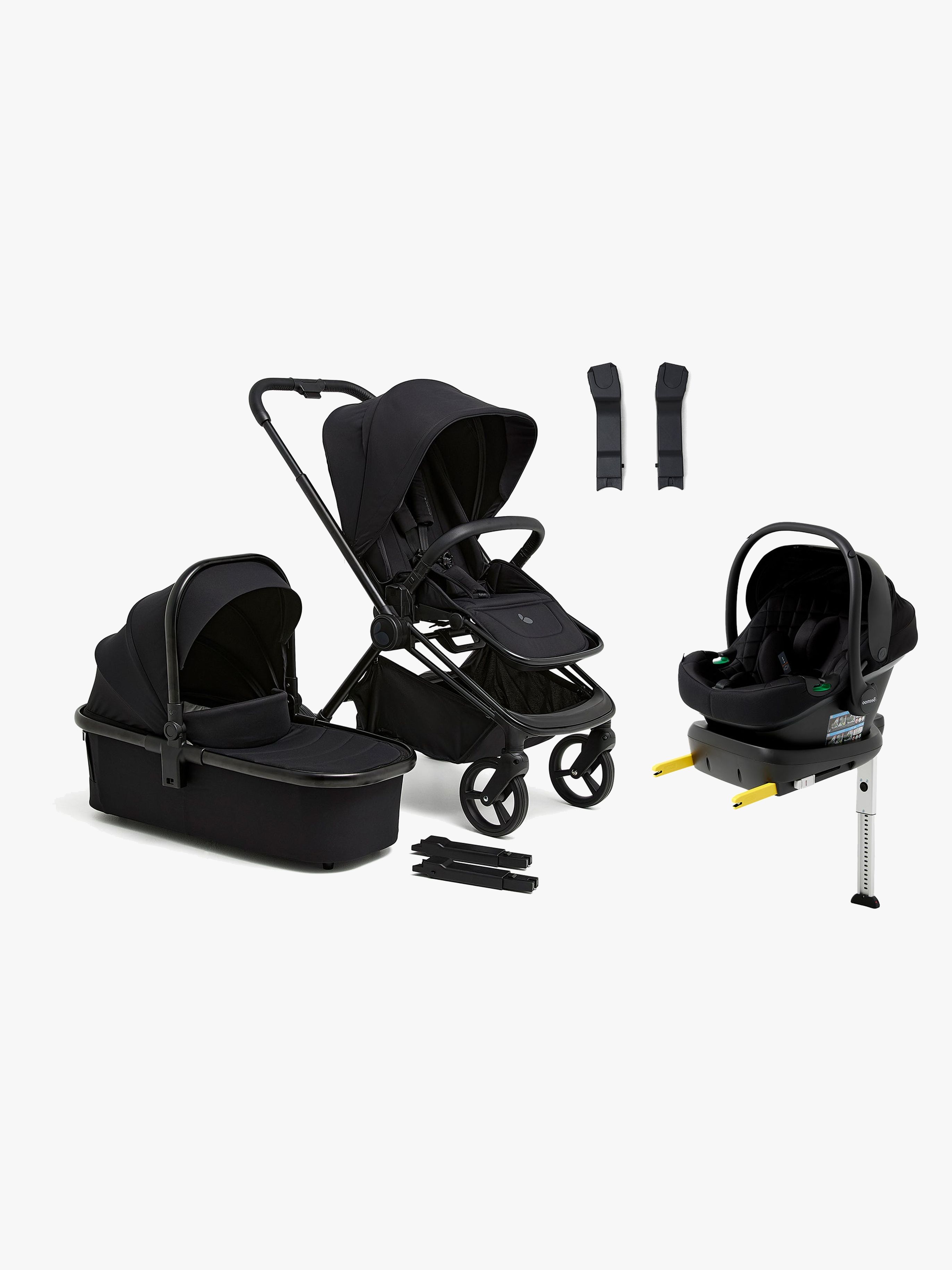 Beemoo One Duovagn inkl. Beemoo Route i-Size Babyskydd &  bas, All Black/Black Stone