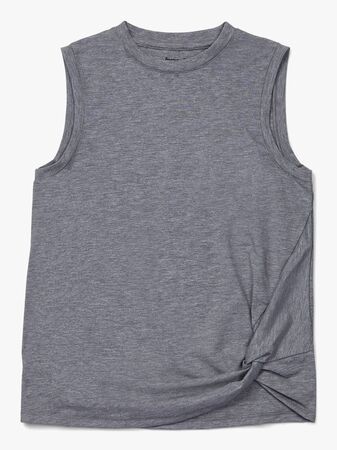 Hyperfied Jersey Knot Tank Top, Grey Melange