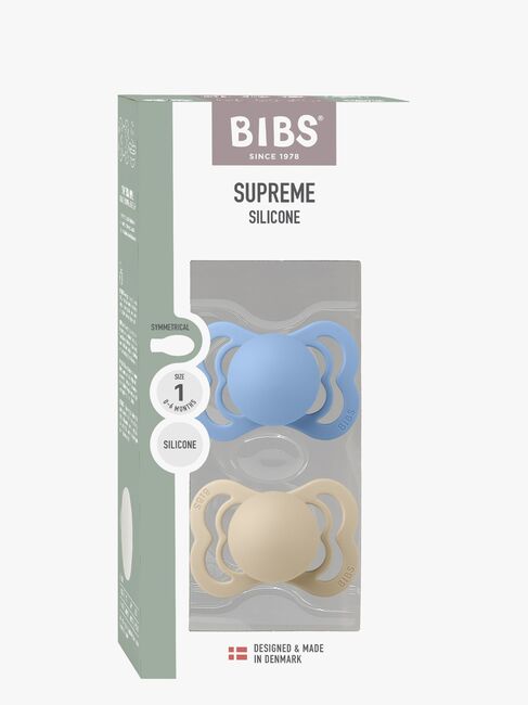 BIBS Supreme Napp 2-Pack Silikon Stl 1 Symmetrisk, Vanilla/Sky Blue