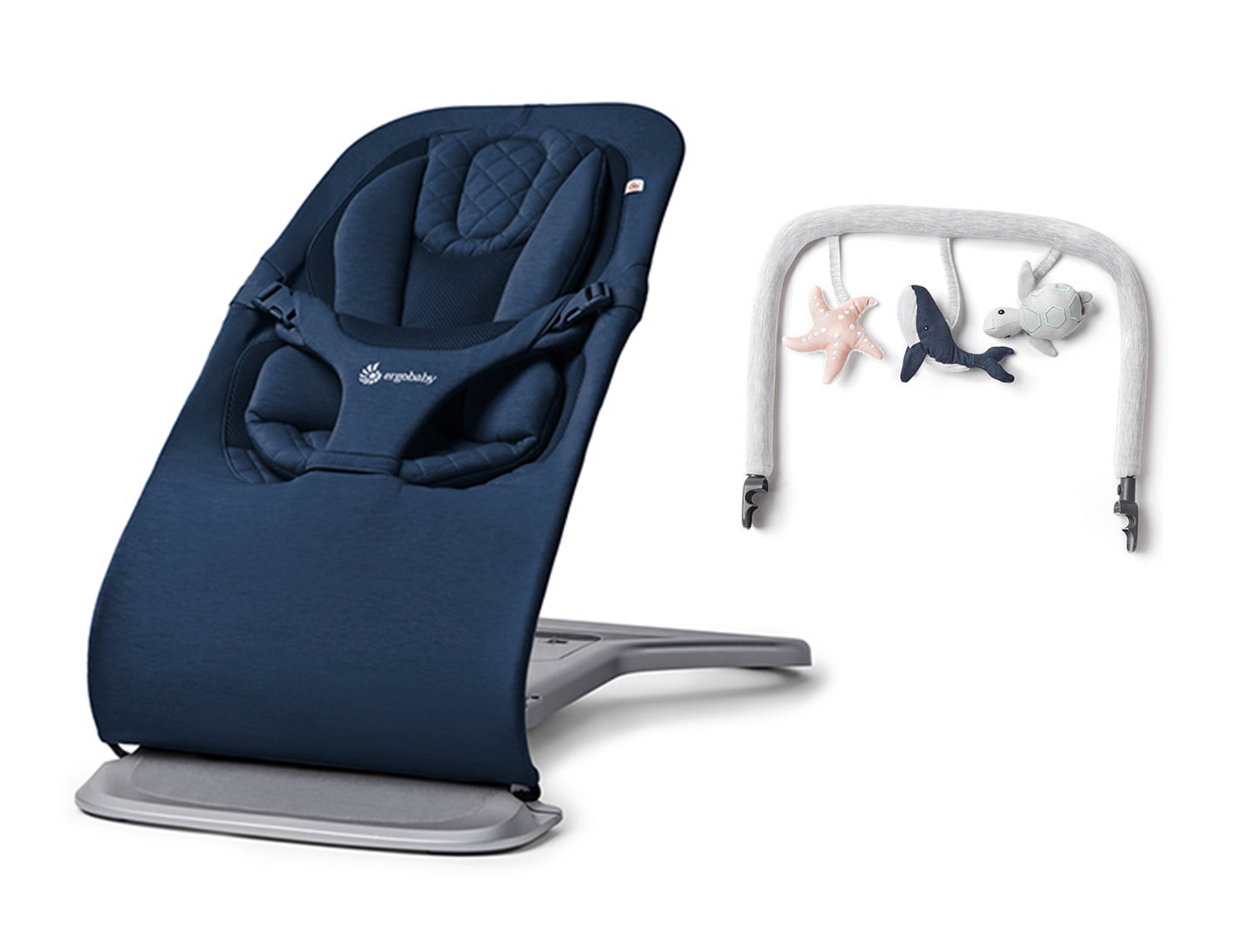Ergobaby Evolve 3-in-1 Babysitter inkl. Lekbåge, Midnight Blue