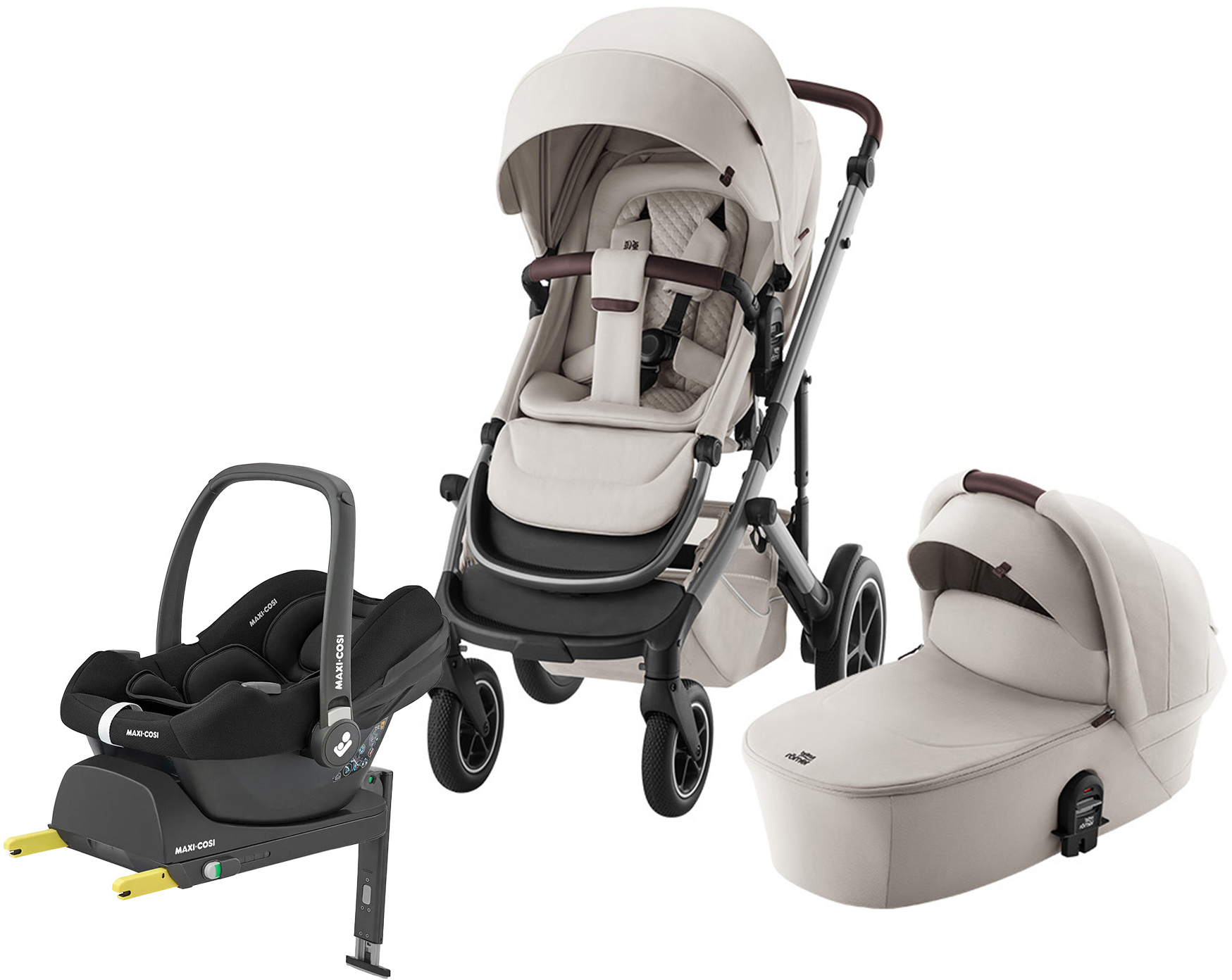 Britax Römer Smile 5Z Duovagn inkl. Maxi-Cosi Carbiofix &  Bas Soft Taupe Lux