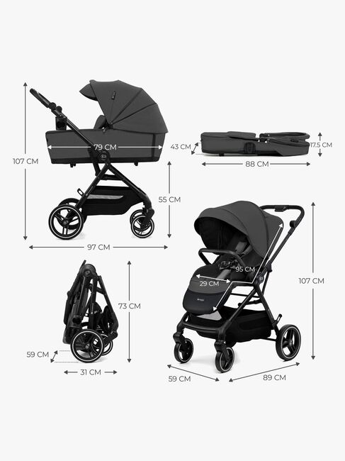 Kinderkraft YOXI 2-in-1 Duovagn, Moonlight Grey