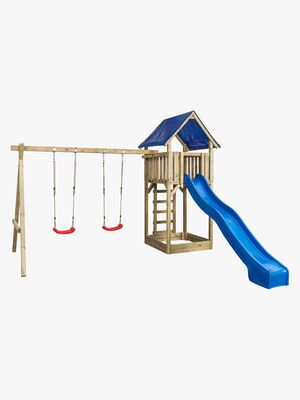 Swing King Jonas Lekställning med Blå Rutschkana