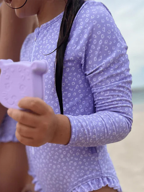 Swim Essentials  Långärmad UV-Dräkt, Lila Leopard