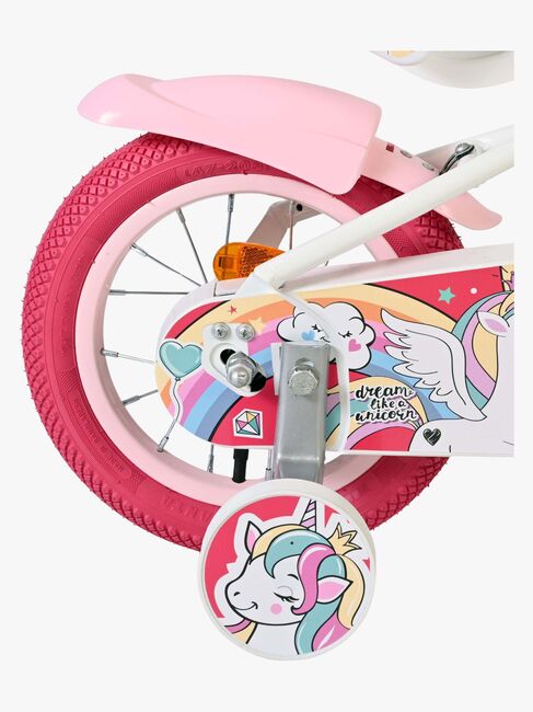 Volare Unicorn Cykel 12 Tum, Vit