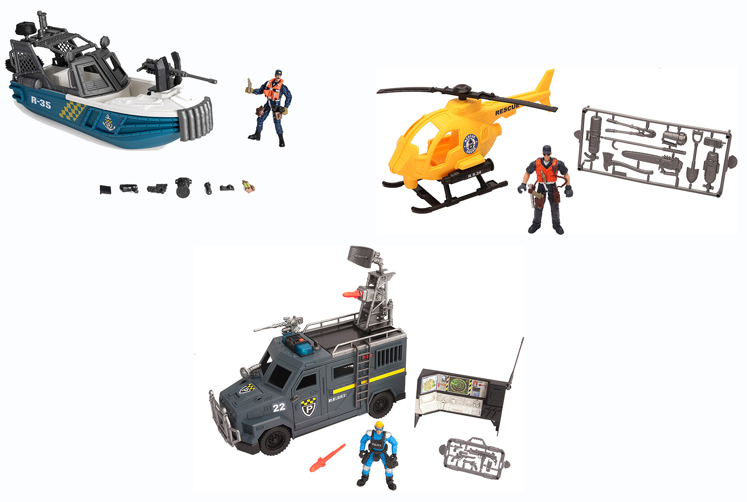 Rescue Utryckningsfordonspaket – Båt Helikopter och Bil