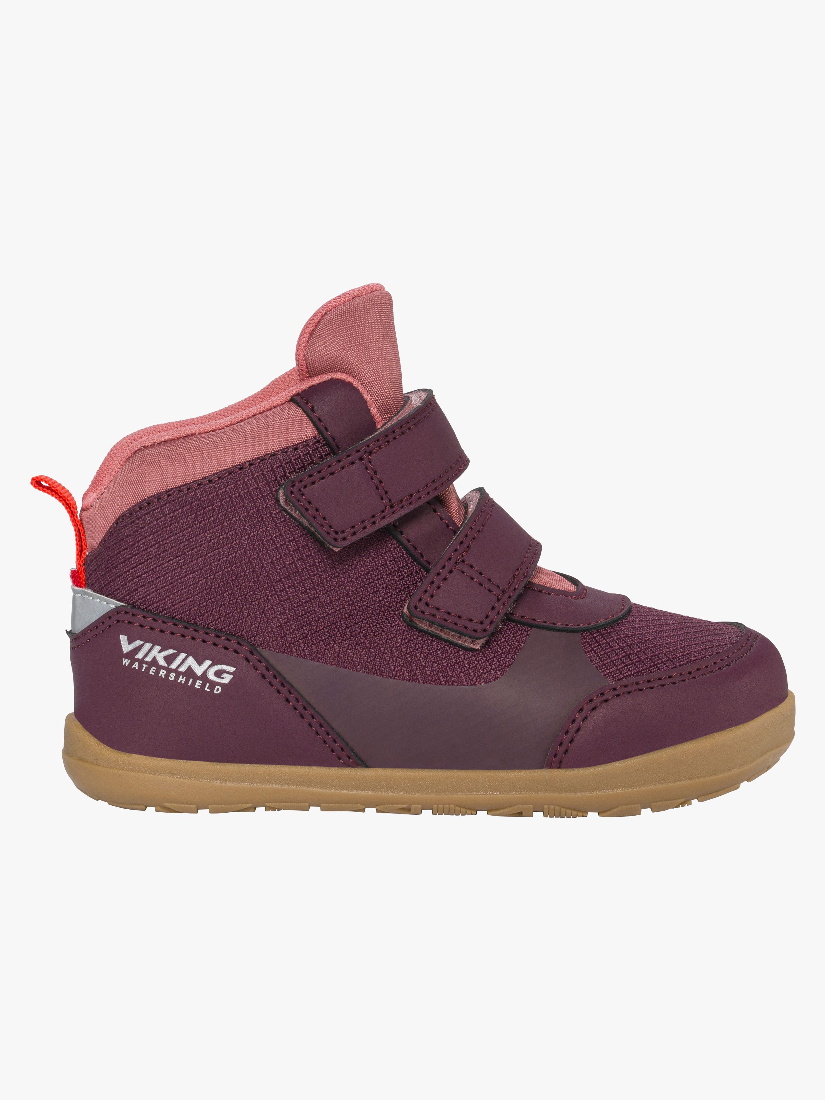 Viking Aspen Barefoot 2V Mid  Vattentäta Sneakers, Plum, 23