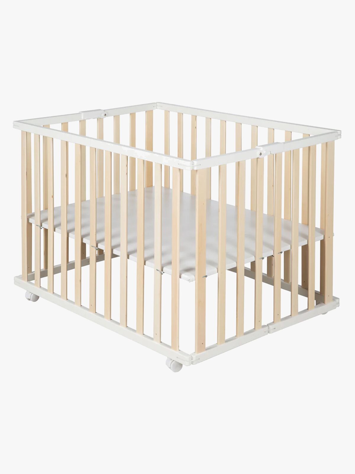 Roba Hopfällbar Lekhage med Hjul, Wood White