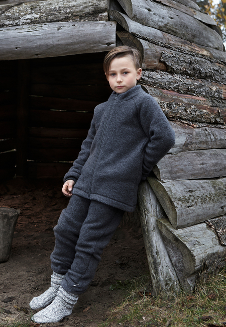 Mikk-Line Ullfleecebyxor Baby, Anthracite Melange