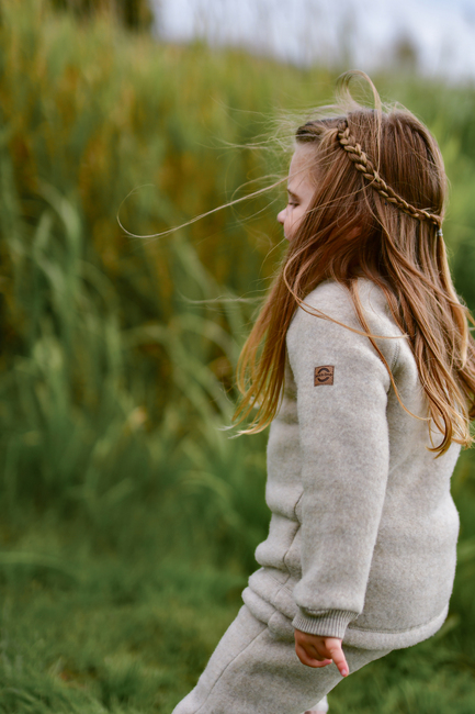 Mikk-Line Ullfleecejacka Barn, Melange Offwhite