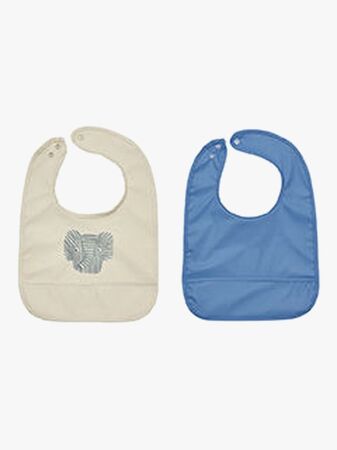 OYOY Erik Elefant Haklapp 2-Pack, Beige/Blue