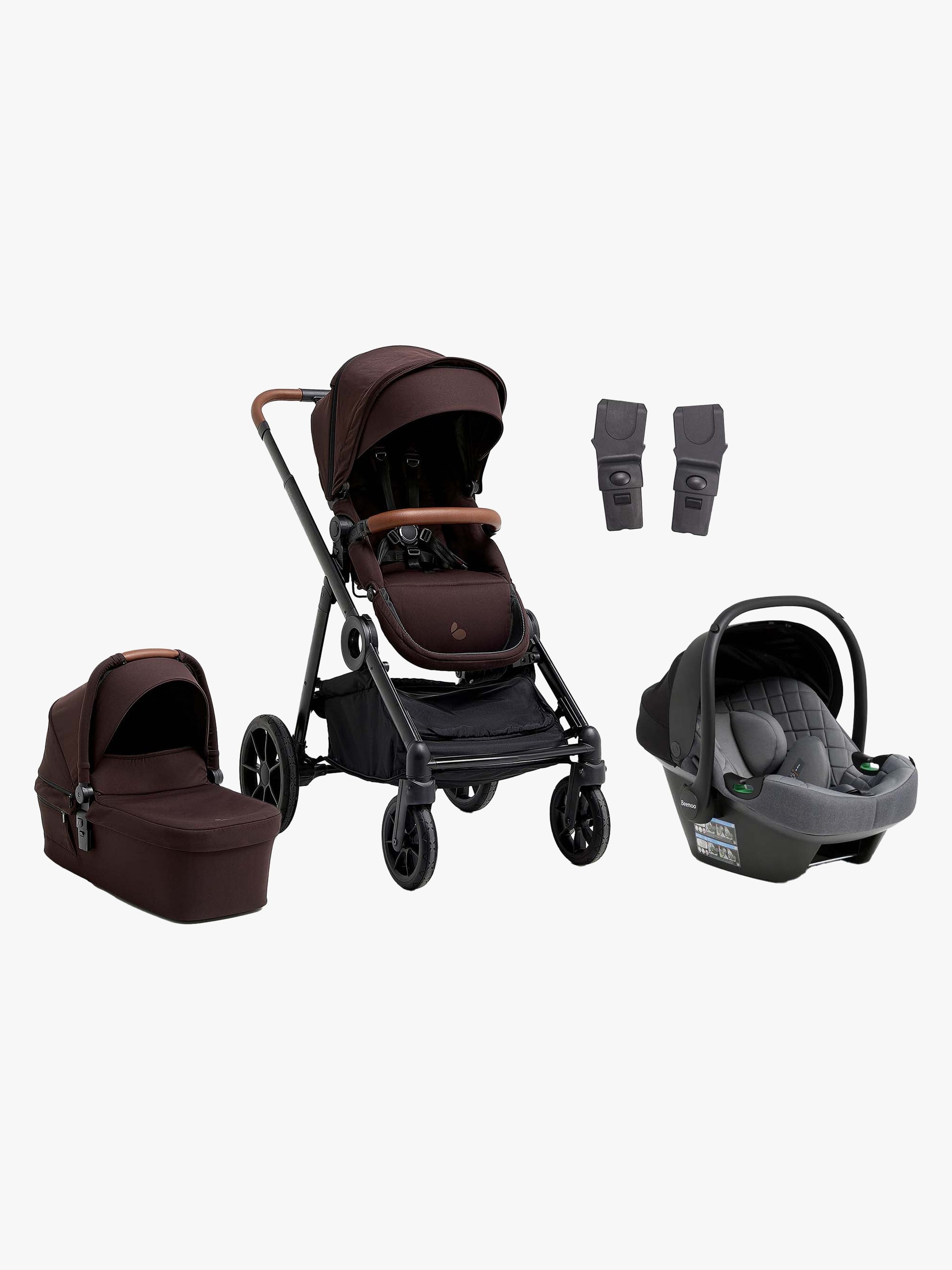 Beemoo Pro Multi 2 Duovagn Inkl. Route i-Size Babyskydd, Espresso Brown/Mineral Grey
