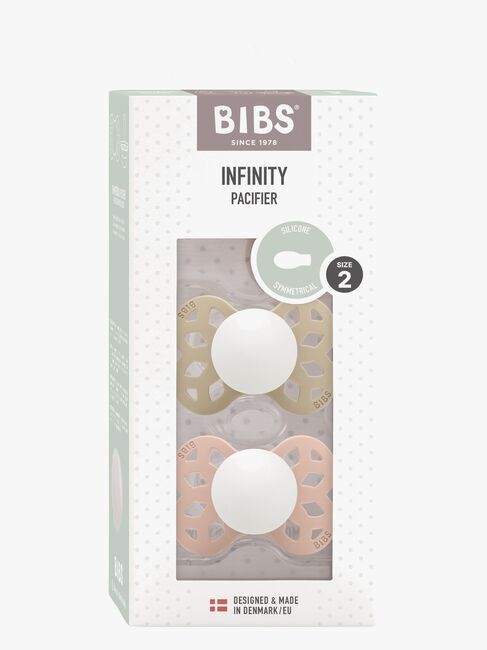 BIBS Infinity Nappar 2-Pack Silikon Stl 2 Symmetrisk, Vanilla GLOW/Blush GLOW