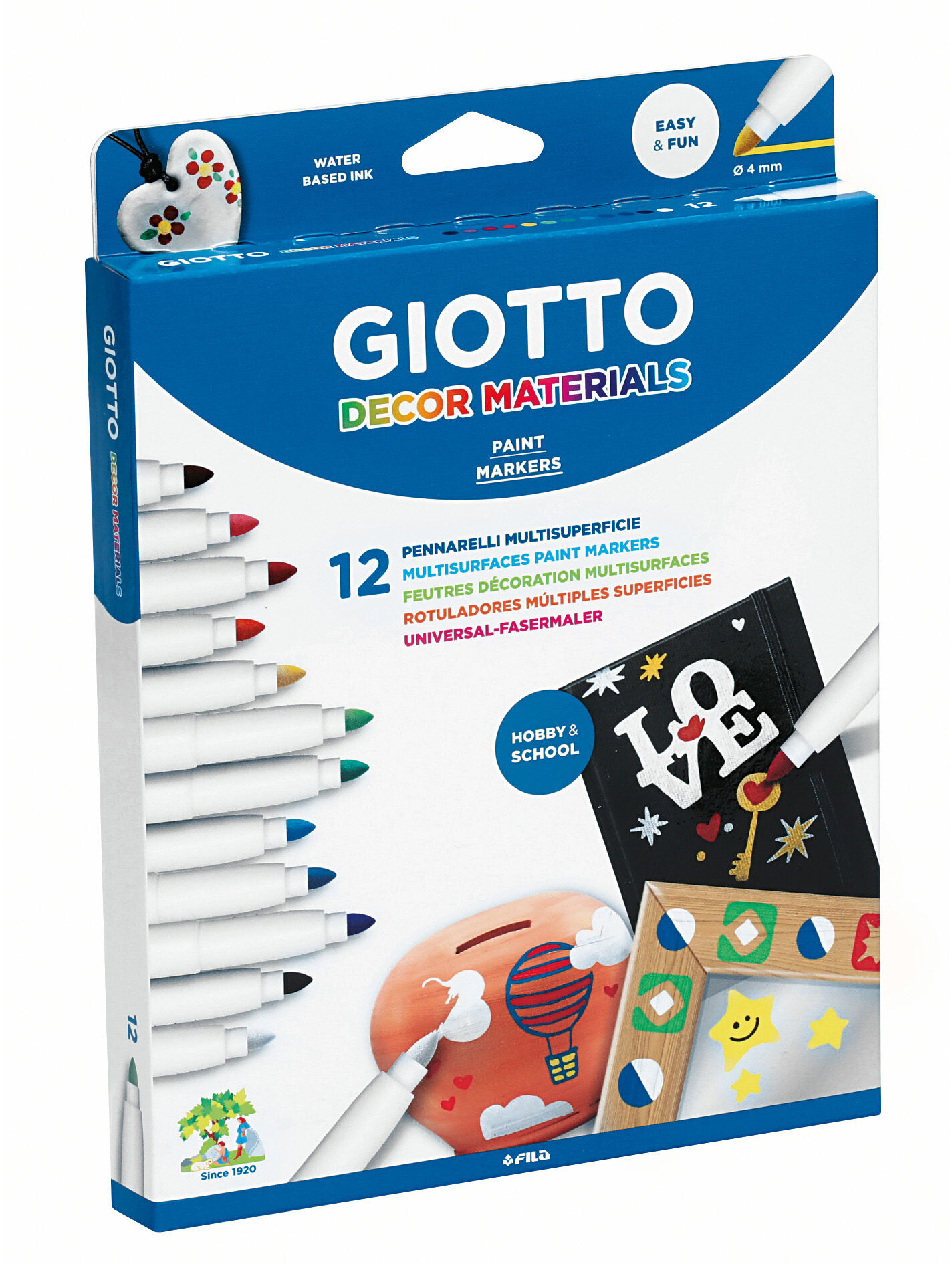 Giotto Decor Materials Markeringspennor 12-pack Flerfärgad