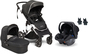 Beemoo Maxi 4 Duovagn Inkl. Axkid Modukid Infant Babyskydd, Black/Silver