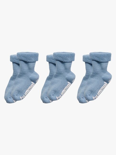 Hummel Mini Anti-Slip Strumpor 3-Pack, Faded Denim