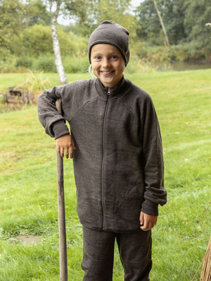 Joha Tröja Merinoull Zip, Mörkbrun