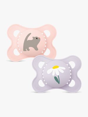 MAM Original Naturgummi Nappar 2-Pack 0-6m, Pink