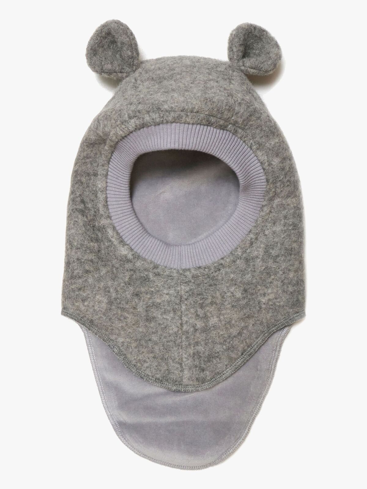 Huttelihut Balaklava Merinoull med Öron, Medium Grey Melange