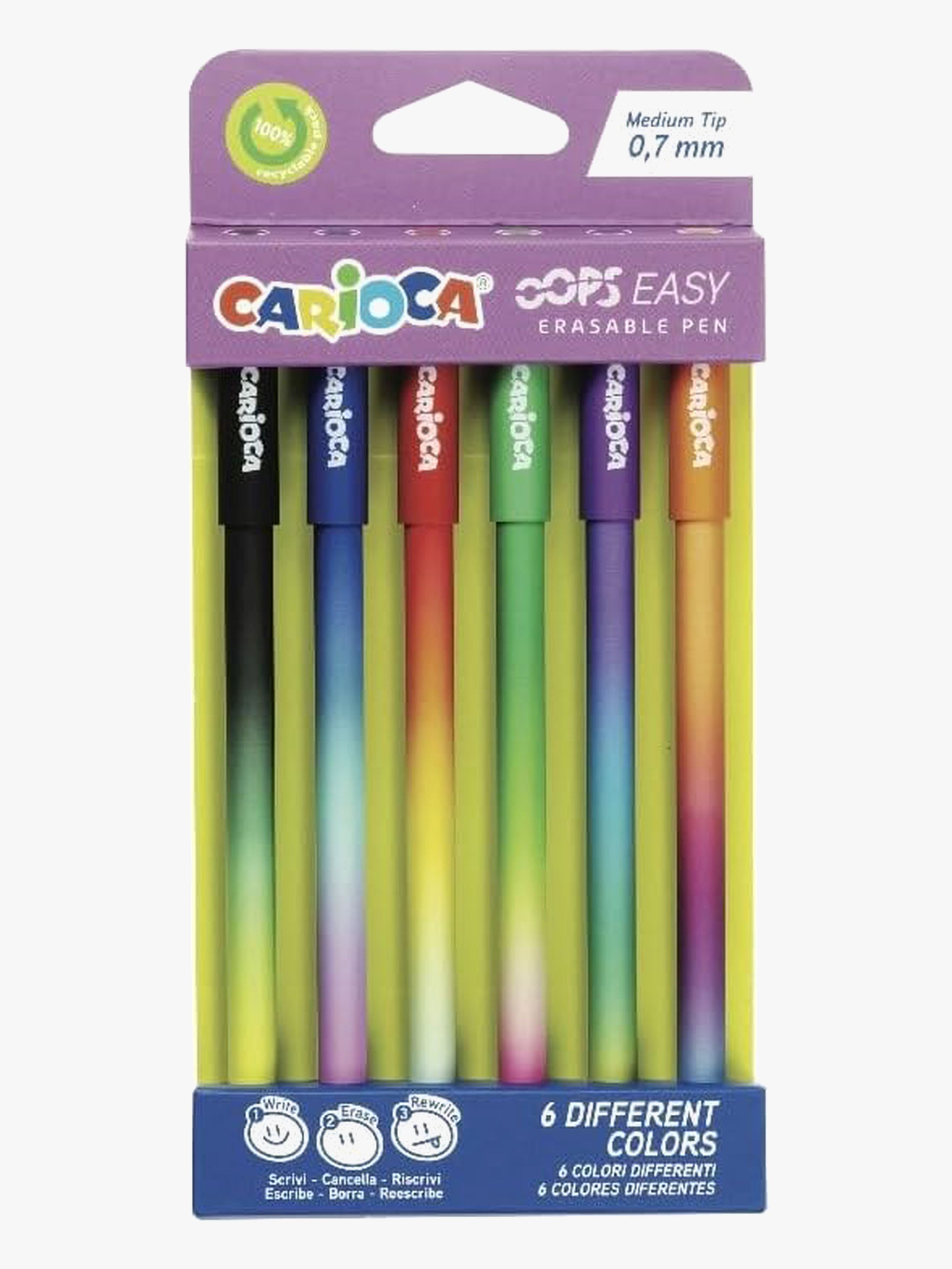 Carioca OOPS Suddbara Bläckpennor 6-Pack