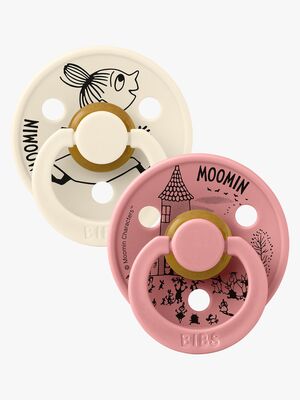 BIBS x Moomin Colour Sut Lille My 2-pak Latex Størrelse 1, Ivory/Dusty Pink