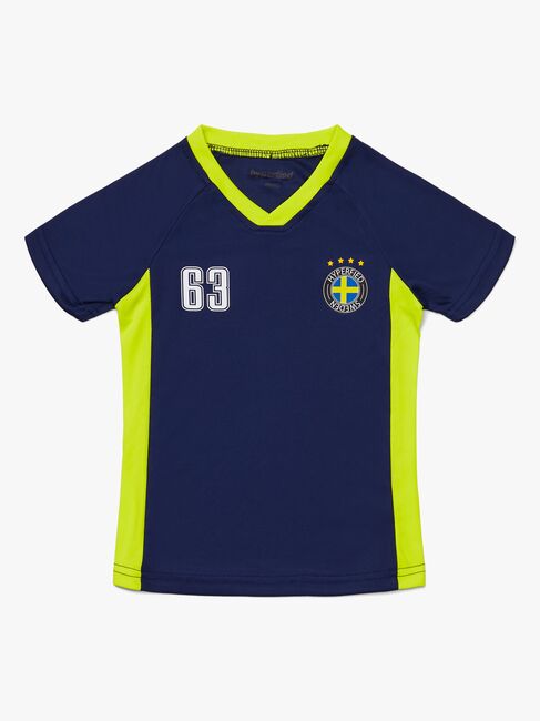 Hyperfied V-Neck Neo Logo T-Shirt, Medieval Blue