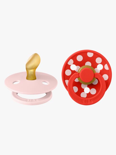 BIBS Studio Colour Polka Napp 2-Pack Latex Stl 1 Anatomisk, Blossom/Candy Apple
