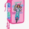 Barbie  Fyllt Trippelpennfodral 37 Delar, Blå/Rosa