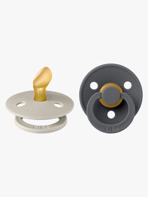 BIBS Colour Napp 2-pack Latex Stl 1 Anatomisk, Sand/Iron